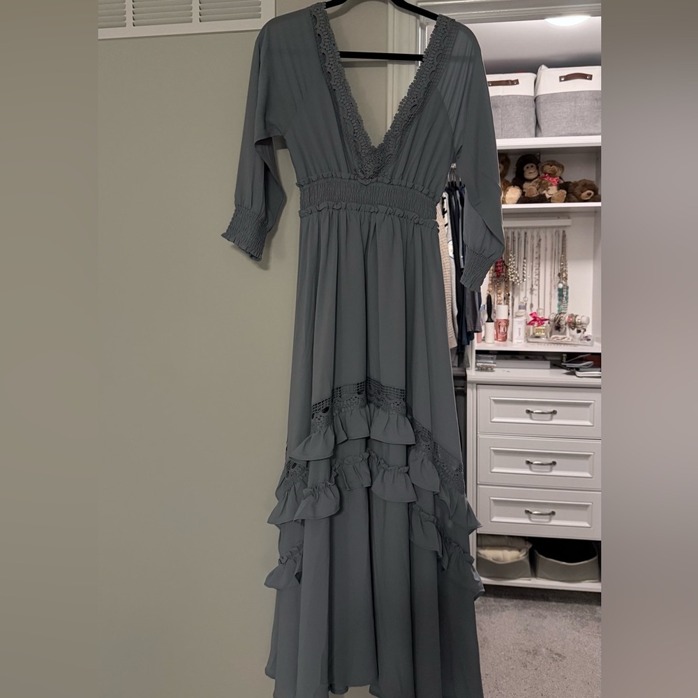 Baltic Born Dusty Blue Long Sleeve Dress